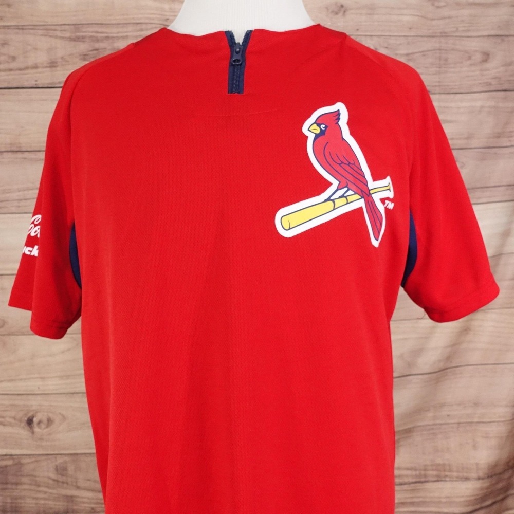 St Louis Cardinals JerseyShirt‎ Mens XL Red MLB Baseball Quarter Zip #4 SGA